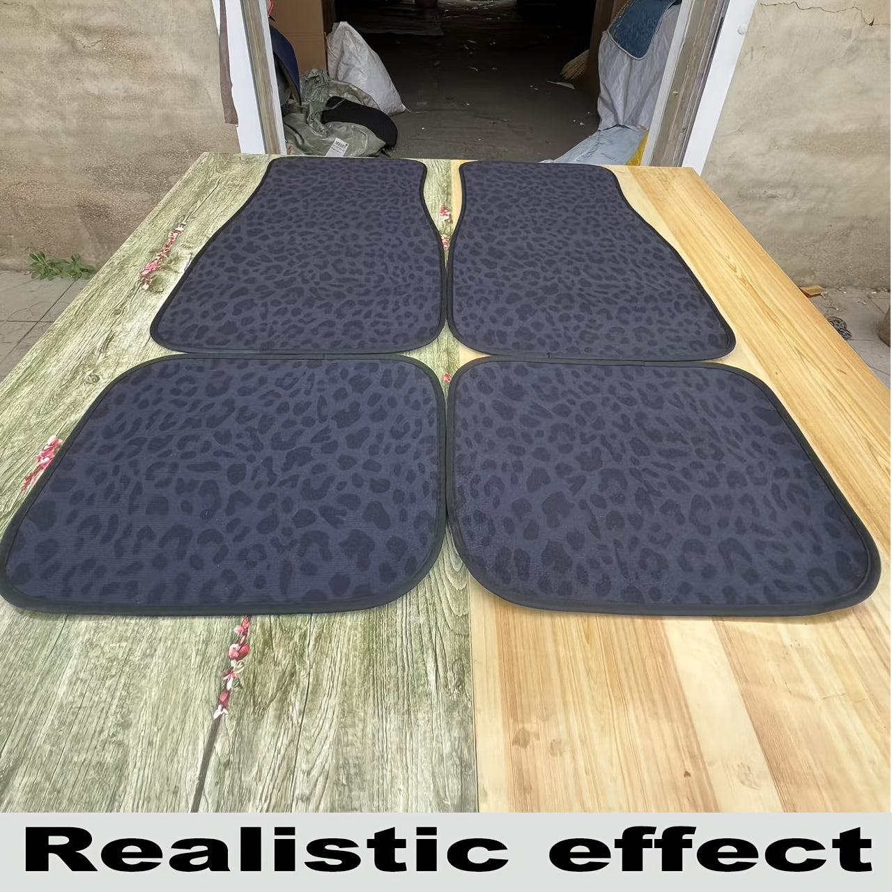TEMU 4pcs Leopard Print Car Floor Mats Set, Universal Vehicles, Non-slip Base, Easy Clean Car Interior Accessories