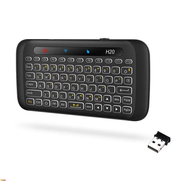 H20 Mini Full Touch Screen 2.4GHz Air Mouse Touchpad Backlight Wireless Keyboard IR Leaning Remote Control for Andorid TV Box