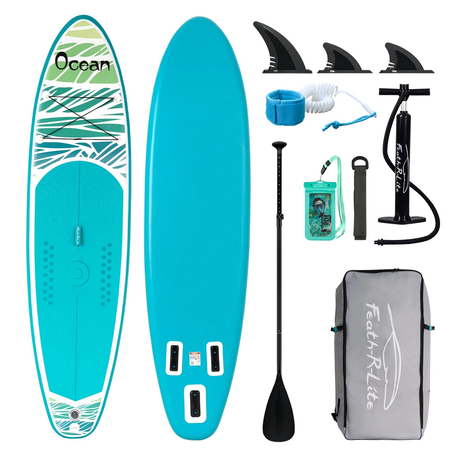 [EU Direct] FunWater 335cm Inflatable Stand Up Paddle Board Ultra-Light Surfboard with Accessories Adj Paddle, Backpack,