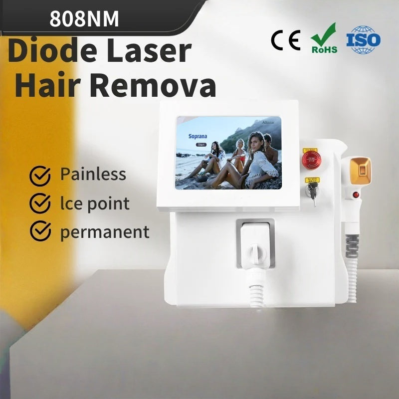 3 Wavelength Cooling System High End Hair Remover 808nm Diode Laser Hair Removal Machine Safe and Painless Hair Removal Suitable for home and beauty