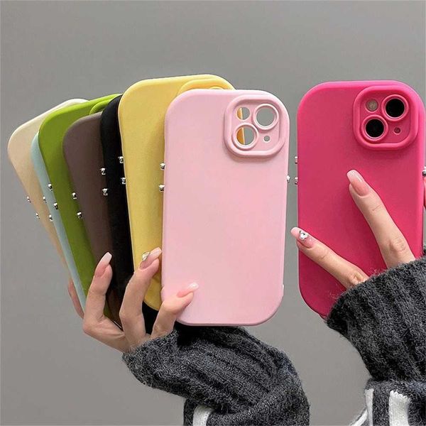 Cell Phone Cases Korean Cute Matte Candy Pure Color Case For iPhone 15 14 13 12 Pro Max 11 INS Soft Shockproof Liquid Silicone Bumper Back C