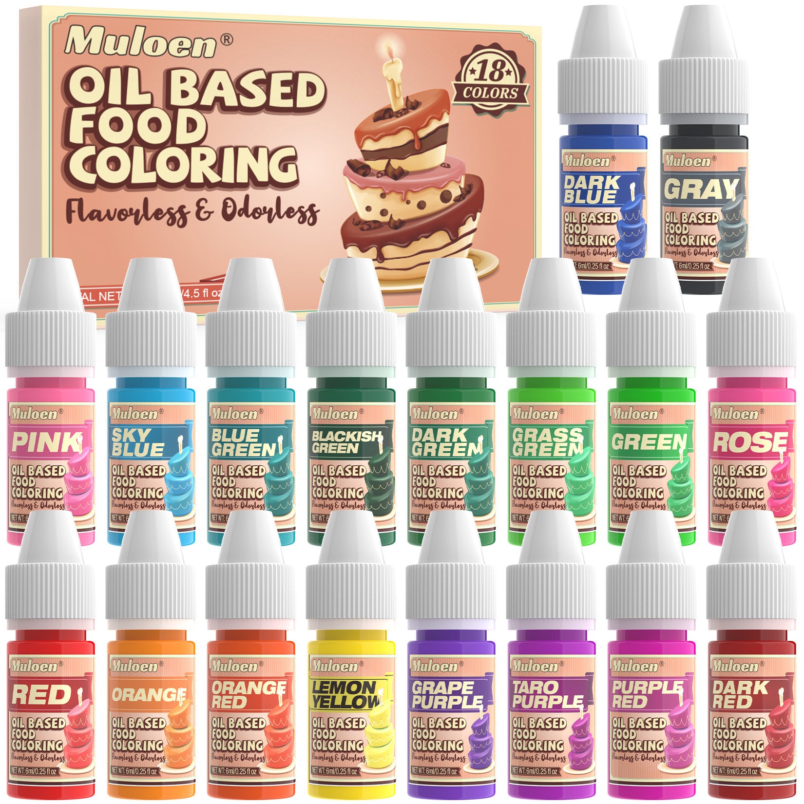 TEMU Oil Based Food Coloring For Chocolate - 18 Colors Upgraded Oil Food Coloring For Cake Decorating, Baking, Cookie, , Candy Food Dye Set - 0.25