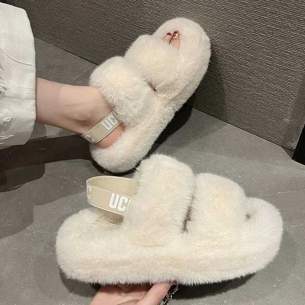 Slippers Fur eels womens Comfy Plaorm sandals Soes add eight pieces of medium density fiberboard girls velvet 2025 transparent outer raccoon