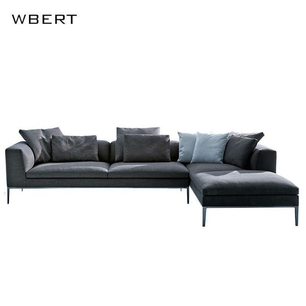WBERT High Quality L-shaped Sofa Modern Fabricleather Blue Factory Sale For Living Room Hotel Or Villa furniture