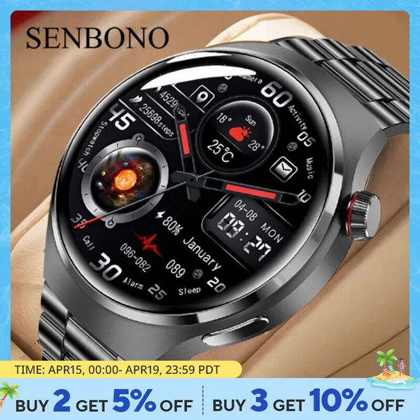SENBONO 2023 Smart Watch Men IP68 Waterproof APP GPS Tracker Heart Rate Tacker Bluetooth Call Sport Smartwatch Men For GT4 Pro