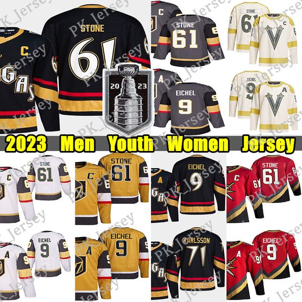 #61 Mark Stone 2023 Stanley Cup Final hockey jersey #81 Jonathan Marchessault #9 Jack Eichel Kessel Alex Pietrangelo William Karlsson Adin H