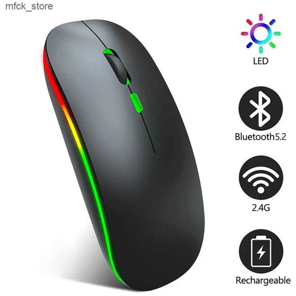 Mice Wireless Bluetooth With RGB Backlight Rechargeable Mause For Computer Laptop PC Macbook Ergonomic USB Gaming Mouse Gamer J241220