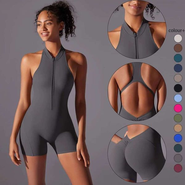 Shapewer feminino shorts de macacão sem costas Conjunto de macacões mangas Skinny Sporty Wear Fiess Sports Sportsuit Yoga Suit de ioga