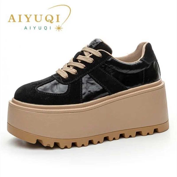 Sapatos casuais aiyuqi dexun shoes femininos 2025 primavera nova plataforma sapatos casuais moda feminina muffin lace inferior shoes feminin