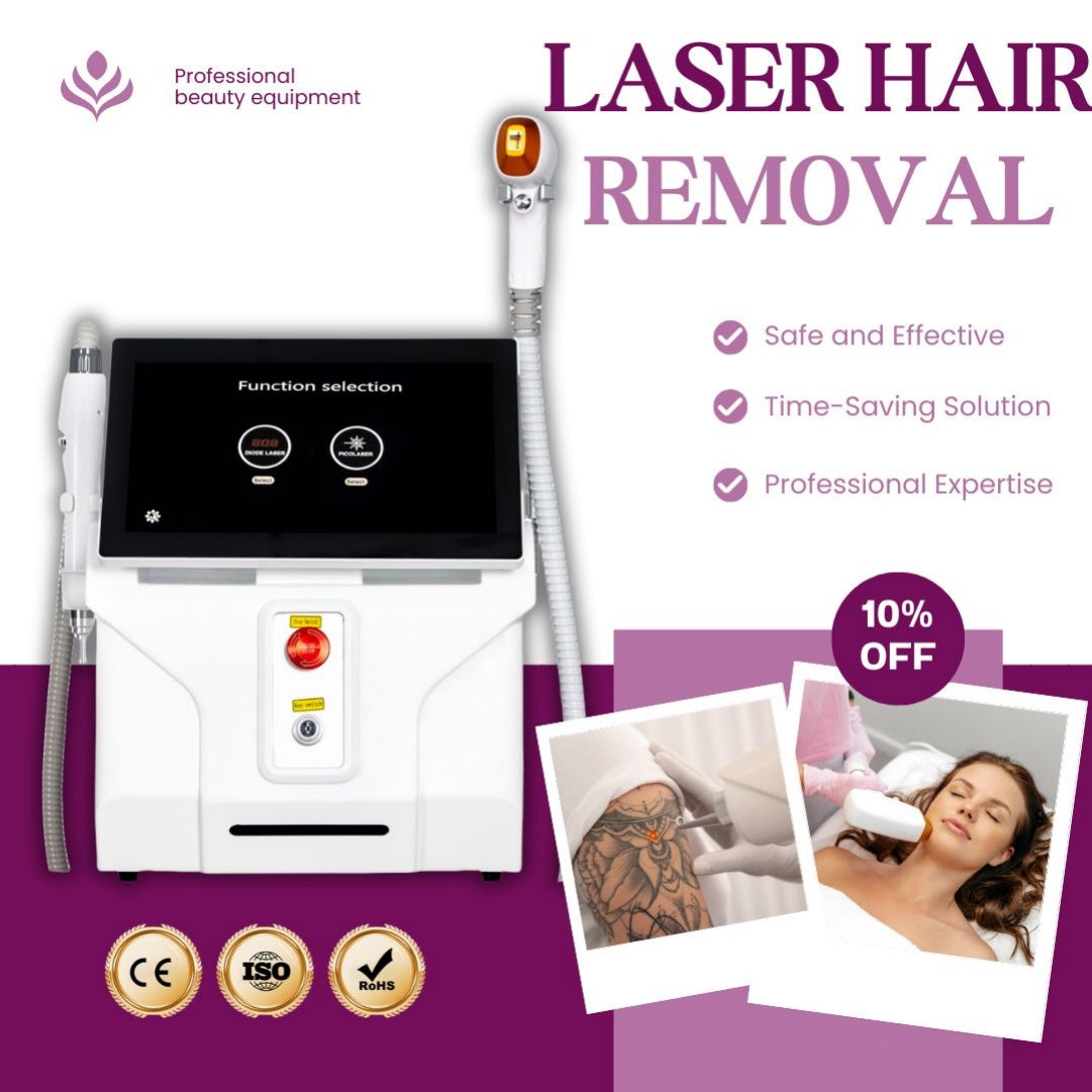 Two-In-One Diode Laser Hair Removal and Picosecond Laser Device For Fast Treatment, Safe Operation and Suitable For All Beauty Salons