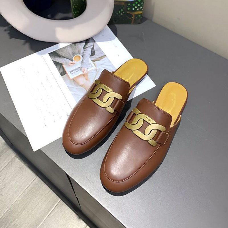 Women&#039;s sandal designer beach beauty Baotou flat shoes wear lazy fashion summer leisure comfortable leather office slippers