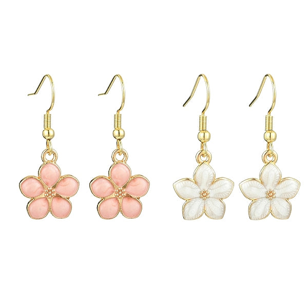 Boucles d'oreilles pendantes en émail en alliage de fleurs pour femmes