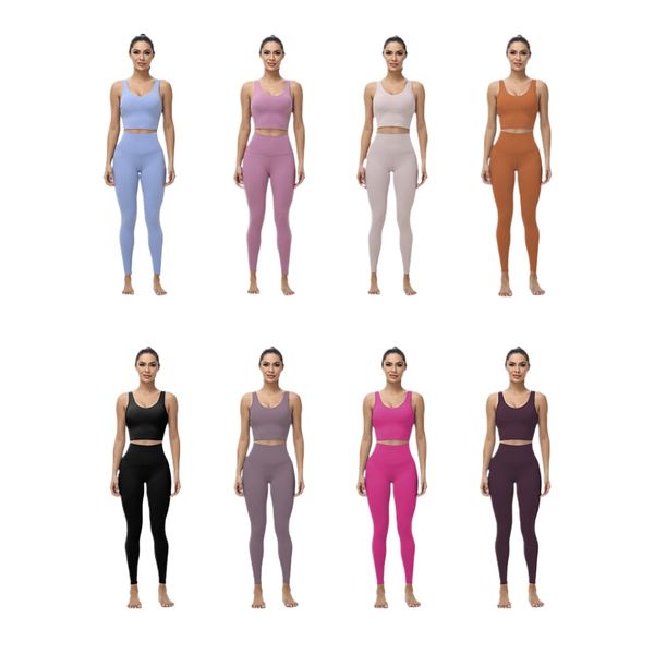 Seven Sizes and More Colors Two Pieces Yoga Clothes Women Tracksuit Athletic Wear U Back Sport Bra Strappy Sports Bra High Waist Gym Legging