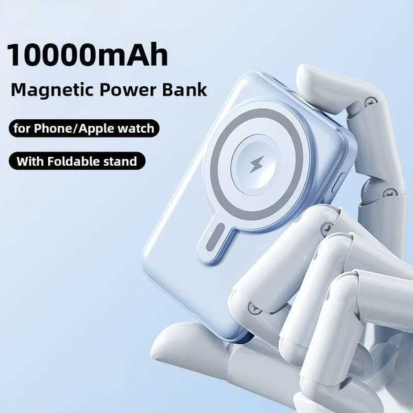 Hot Sale 10000mAh portable magnetic wireless power pack holder suitable for Watch USB C fast charging external battery suitable for iPhone 1