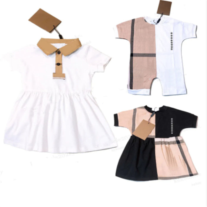 Fashion Luxury Summer Baby Girls&#039; Designer Dresses and Rompers 100% Cotton Short Sleeve Dress Children&#039;s Infant Boys Rompers Kids Clothing