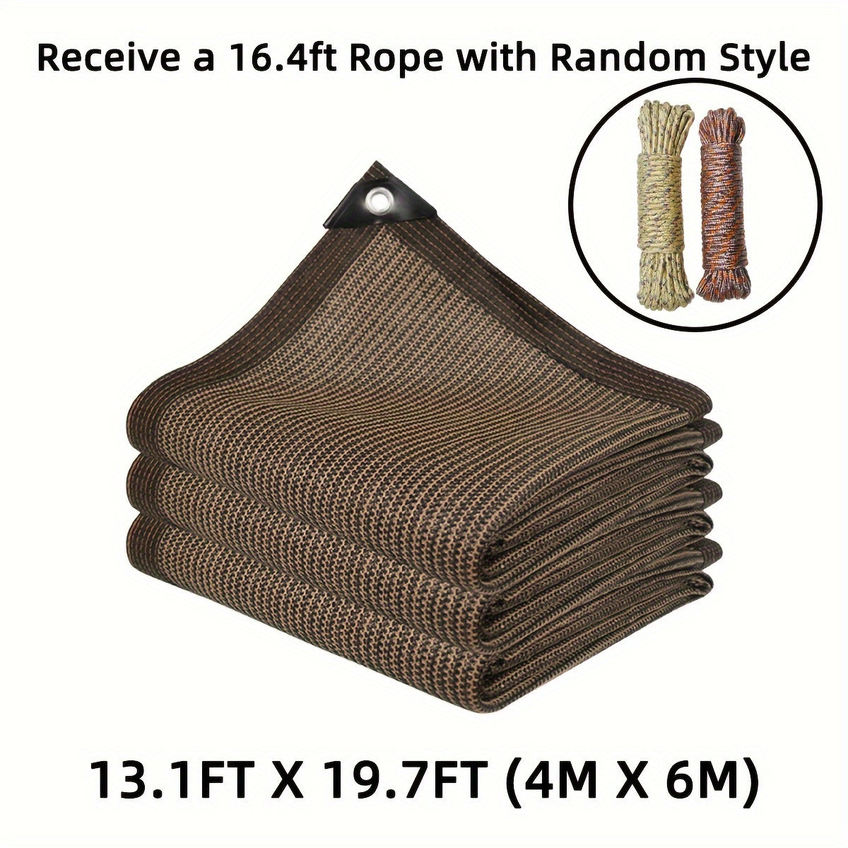 TEMU Sun Shade Cloth - Mocha Brown 95% Uv Protection With Grommets, , Breathable And Cool, Sunblock Net For Garden Patio, For Plants Greenhouse