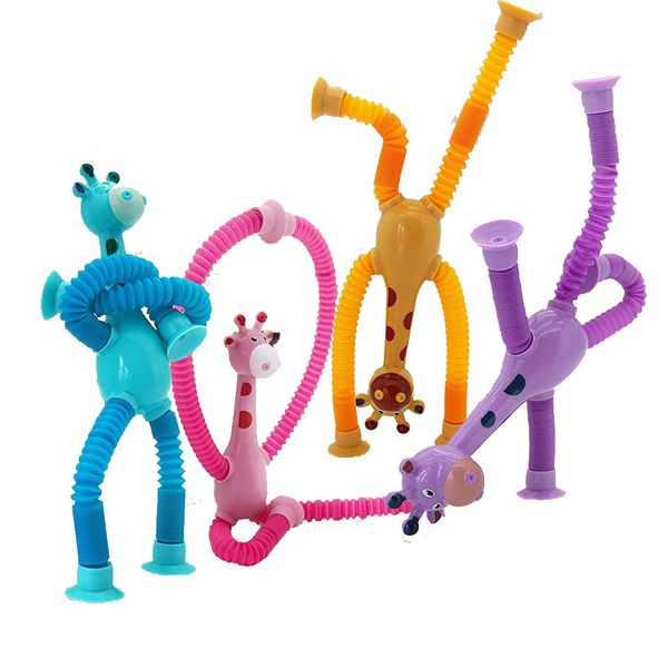 Giraffe Pop Tubes Toys Telescopic Suction Cup Robot Toy Shape Changing Telescopic Tube Fidget Toys Fidget Sensory Puzzle Decompression Toys