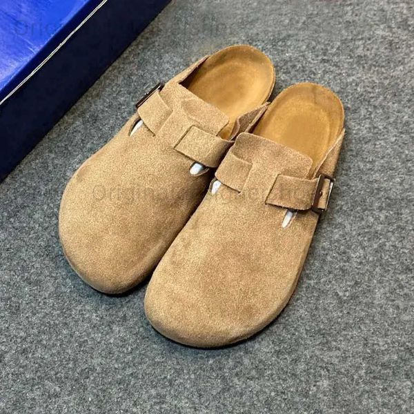 Slippers homeproductsdesignersflat shoescork jeans de couro sliderautumn e inverno slider de couro T241202