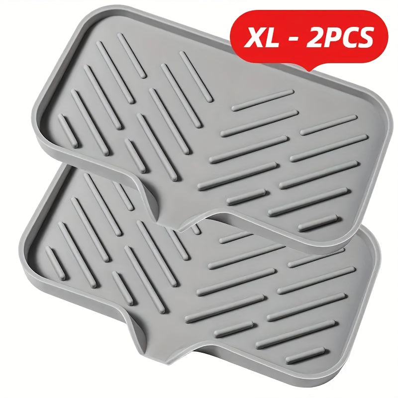 TEMU 1-2pcs Grey Silicone Drip Trays - Leak-proof Drying Rack, Sponge And Cloth Holder, Kitchen Sink Accessories, Dish Soap Sponge Stand, Countertop