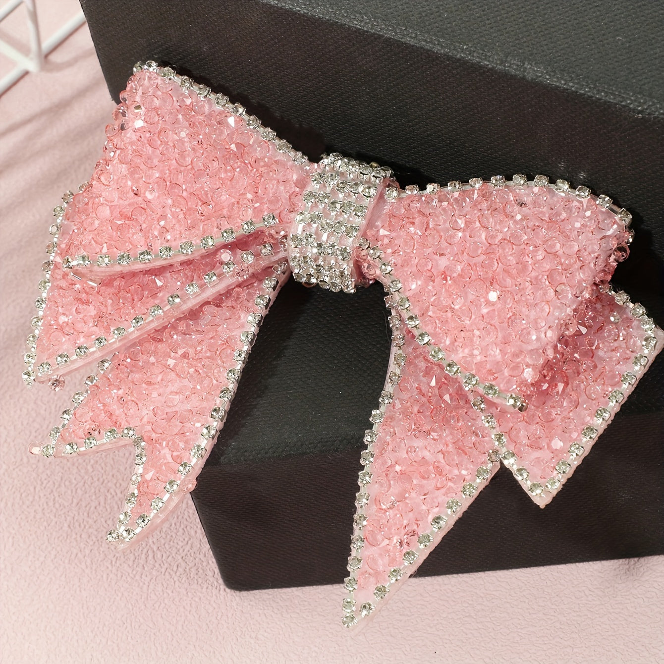 TEMU 1pc Women' Sparkling Pink Pin Collar Bow For Back-to-school And Banquet Attire