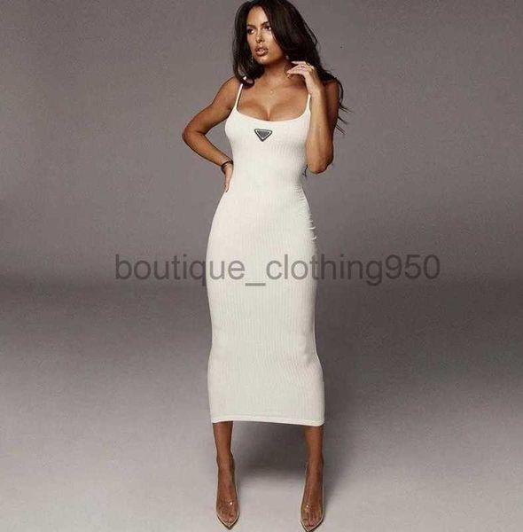 Luxury Designer Dresses Summer New Fashion Letter Print Round Neck Short Sleeve Slim Fit Wrap Hip Dress American Womens Clothing