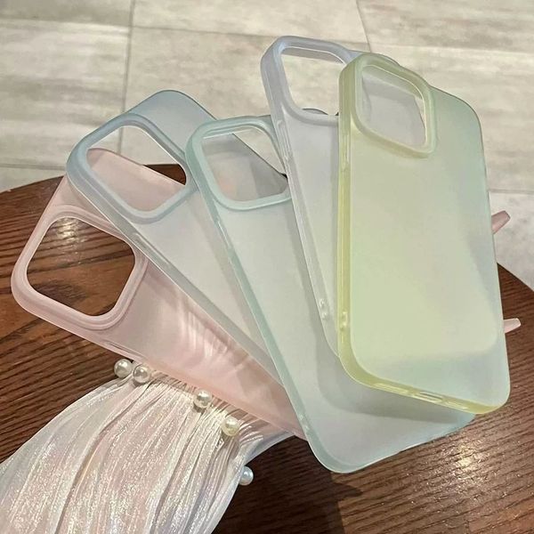 Soft Matte Candy Transparent Phone Case For iPhone 11 12 13 14 15 16 Pro Max Plus Shockproof Silicone Bumper Cover