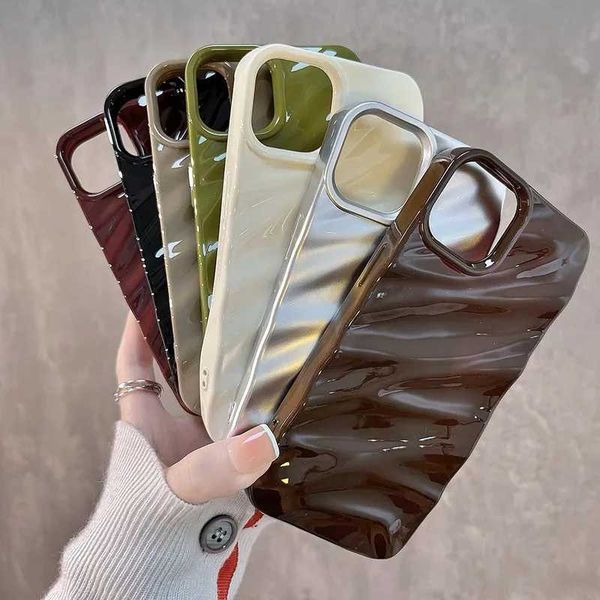 Cell Phone Cases 3D Wave satin ruffled phone case suitable for iPhone 16 15 13 12 11 Pro Max 16 15 14 Plus X XR XS Max 7 8 Plus solid color