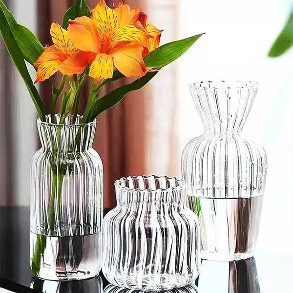 Vases 1pc Nordic Creative Transparent Vases for Plant Bottle Flower Pot Hydroponic Terrarium Arrangement Container Flower Table Vase z241212