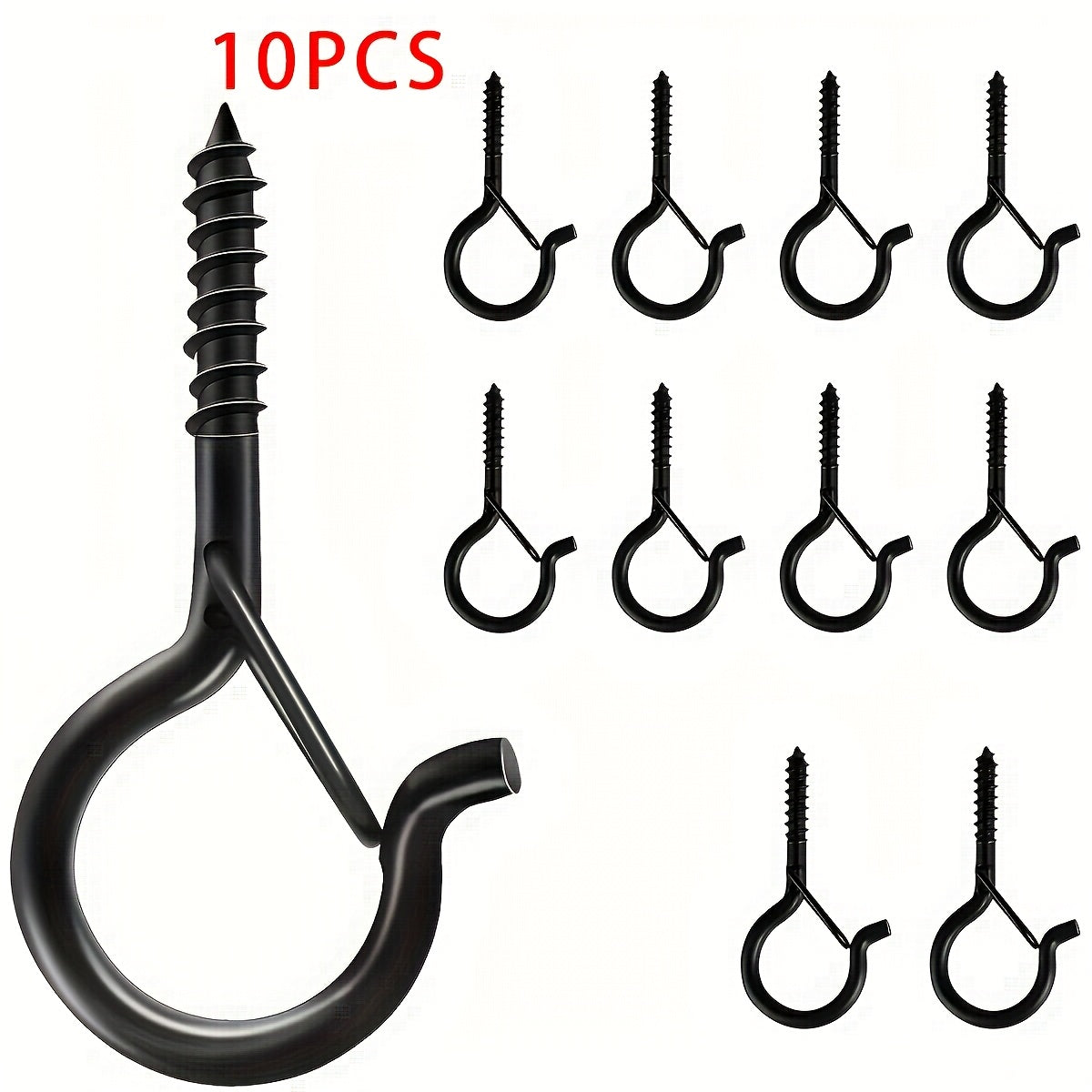 TEMU 10 Hooks - Rusty Metal Ceiling Hooks With Safety Buckles, Powder Coated Suitable For Outdoor Light Strings, Plants, And Festival Decoration