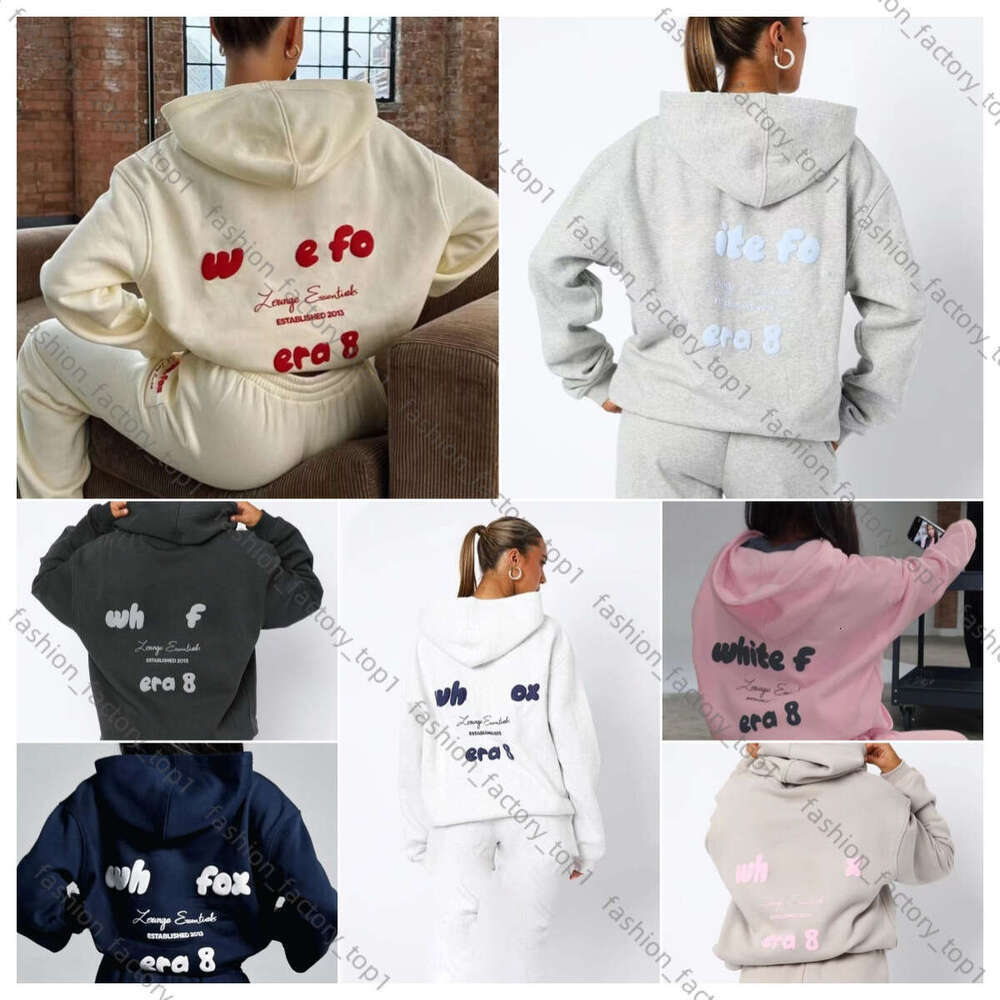 Whitefoxsweatshirt 2025 AAA Designer Hoodie Era 8 New Whitelies Foxlies Tracksuit Sets Women Spring Autumn Winter Sport Long Sleeved Loose Pure Cott