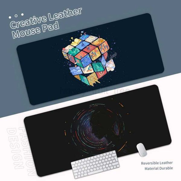 Double-side Leather Mouse Pad Cool Desk Mat Non-Slip XXL Keyboard Mat DIY Waterproof Table Decoration Gamer Computer Mouse PadM240802