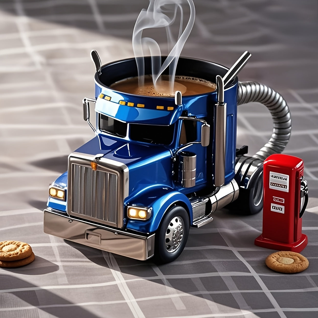 TEMU Truck-shaped Mug With Realistic Steam Effect - Durable Plastic Coffee Cup For , Vibrant Options, Artistic Desktop Decoration Gift For Truck