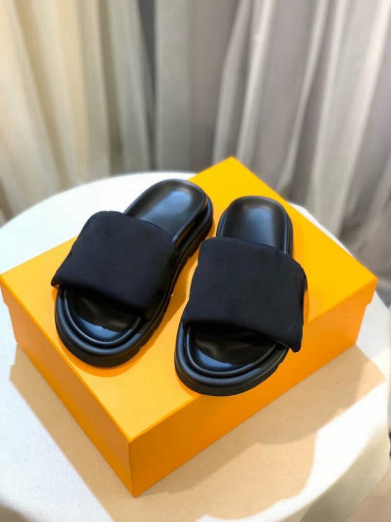 NEW Designers Pool Pillow Mules Women Sandals Sunset Flat Comfort Mules Padded Front Strap Slippers Fashionable Easy-to-wear Style Slides big size e
