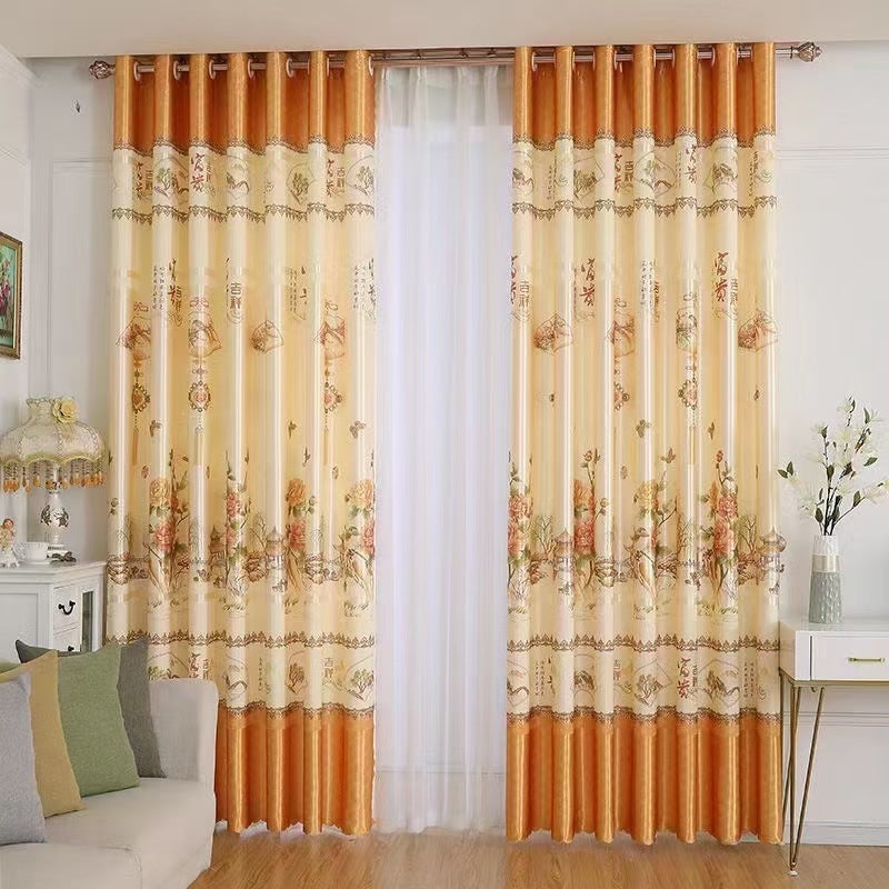 YL-37028 digital printed fabric shower curtain waterproof thick bathroom hook partition curtain