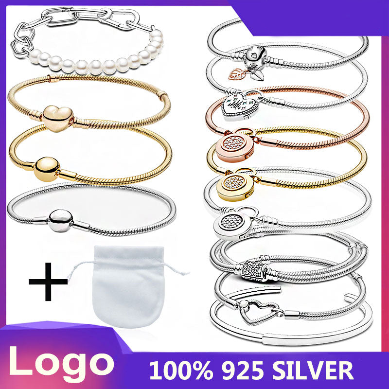Charm Bracelets 925 Sterling Silver Bracelet Is Suitable for The Original Charm DIY Winter Style Suitable for Christmas Gifts and Fashion Accessorie