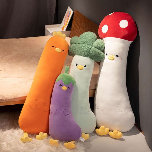 New 70Cm-120Cm Long Giant Soft Stuffed Plants Vegetables Mushroom Eggplant Broccoli Carrot Cosplay Chicken Toys Room Sofa Decor 0723
