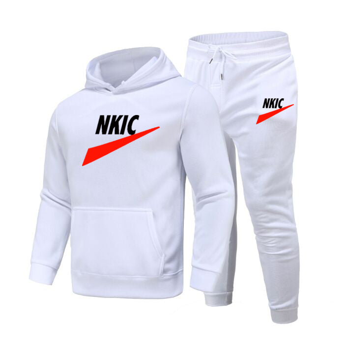 Mens Tracksuit Set Casual Sportswear Men Spring Autumn Stand Collar Jogging Suit New Male Jacket Sweatpants 2 Pieces Sets Brand LOGO Print