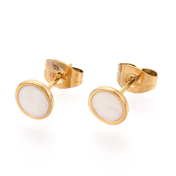 Boucles d'oreilles à tige plates et rondes en acier inoxydable 304 émaillé