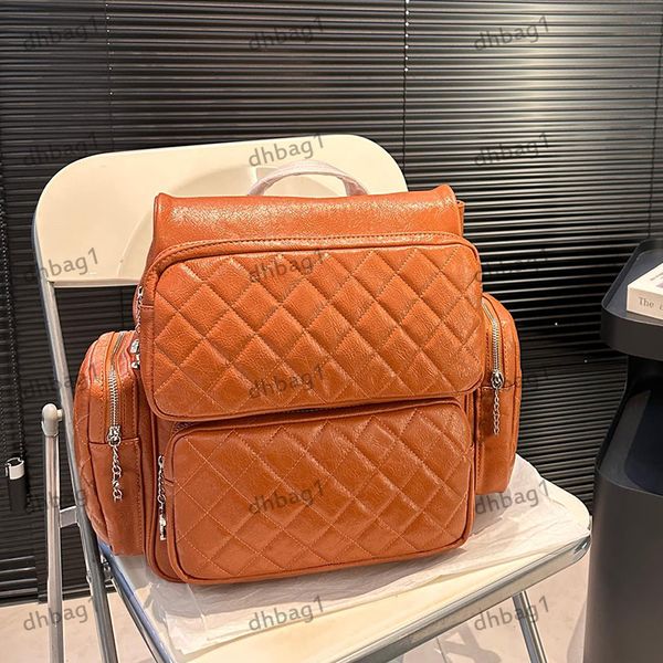 Motorcycle Bag Backpack Designer Womens Shoulder Bag 35cm Leather Seam Silver Hardware Metal Small Pendant Luxury Handbag Adjustable Shoulde