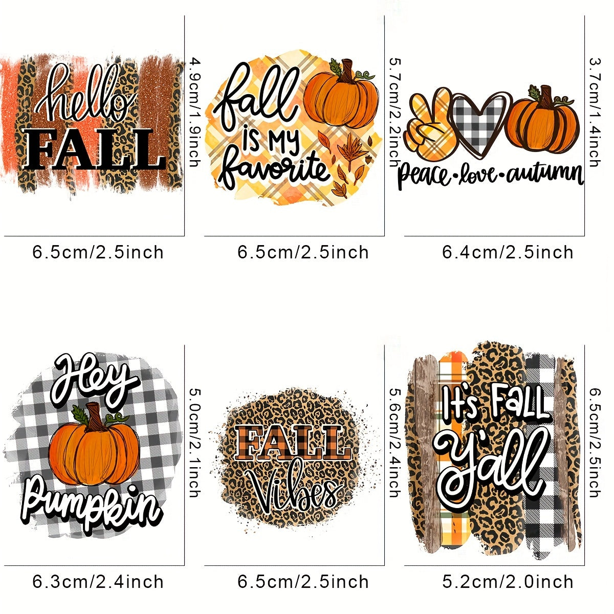 TEMU 6pcs-set Pumpkin, Diy Iron On Dtf Transfers Stickers Washable Heat Transfer Designs Decals Patch For T- Jeans Backpack, Decor, Fabric , Fall