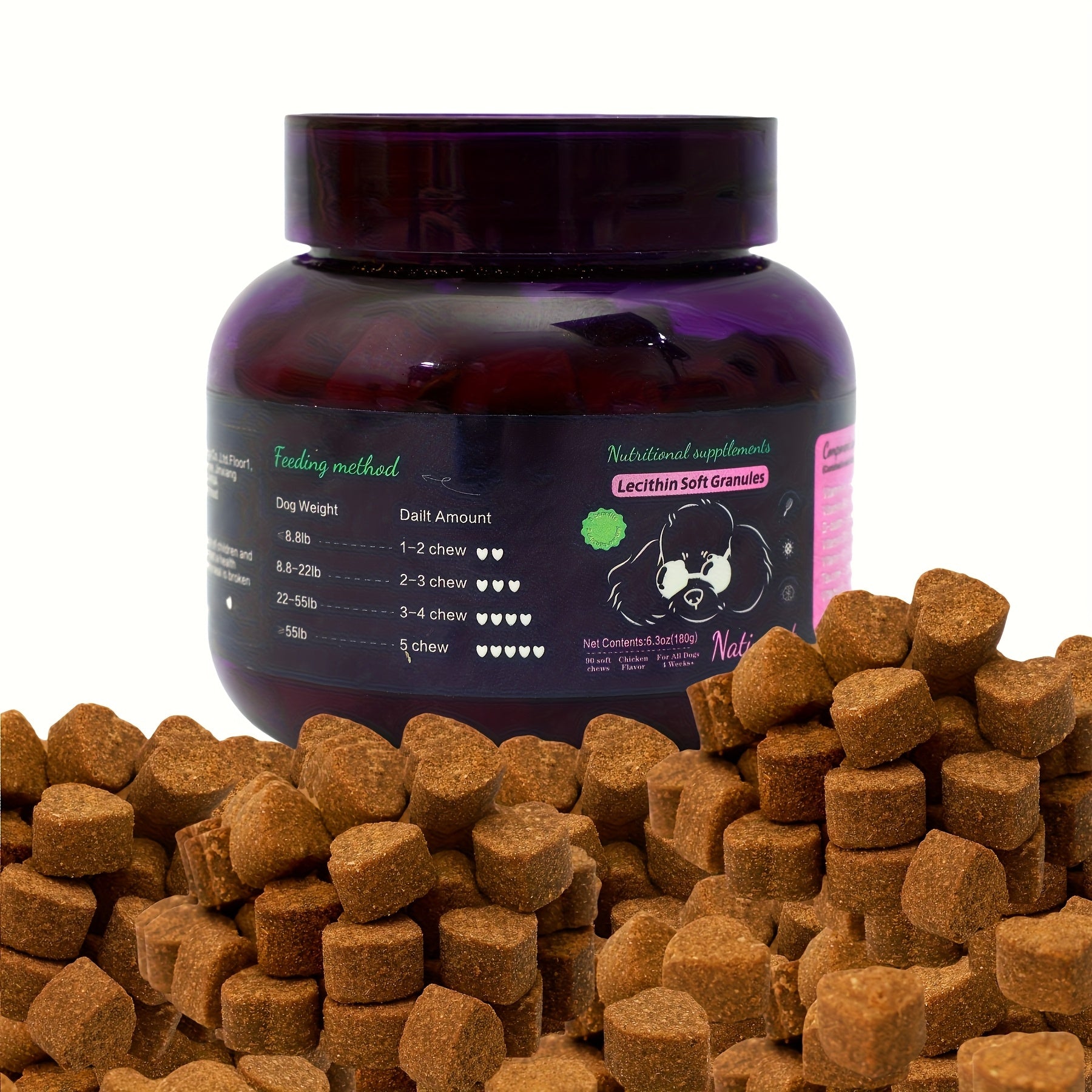 TEMU Vitamins For Dogs, 90 Tablets Of Lecithin For Nutritional Chewing Suitable For All Breeds Of Dogs