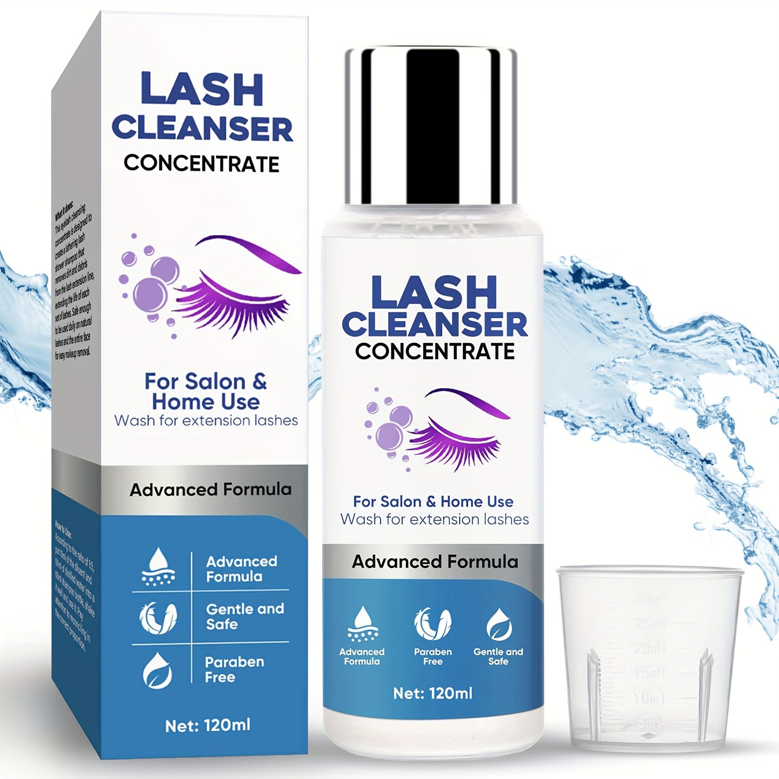TEMU Lash Cleanser Concentrate For Extension Shampoo, 120ml Gentle Diy Foaming Makeup Remover, Salon & Home Use