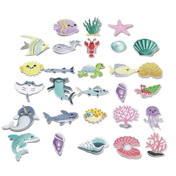 28 toppa in poliestere da stirare-cucire con tema animale marino