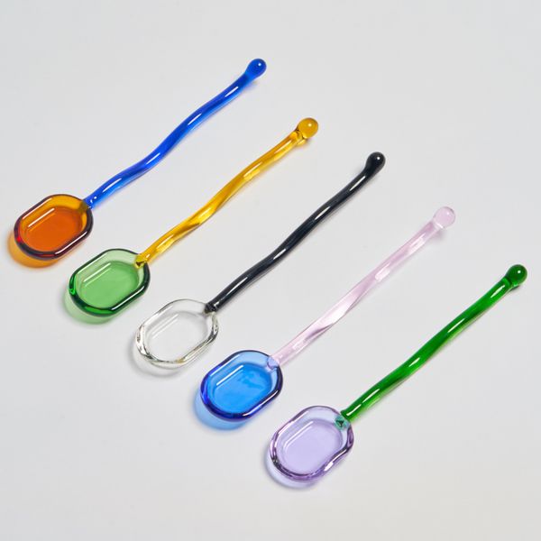 Glass Dessert Teaspoon Household Cute Creative Rice Coffee Spoon Tableware Gift Tea Spoons for Ice Cream