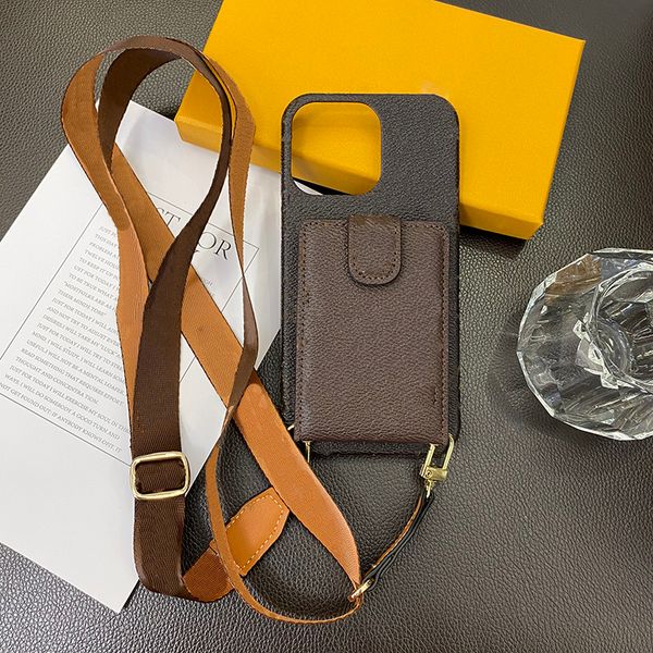 Luxury Leather Wallet Phone Case for iPhone 16 15 Samsung S25 S24 Crossbody Strap Card Holder Magnetic Tab Closure Lens Bump Hardwares Back
