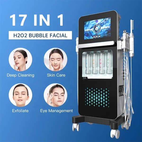 Multifunction 17in1 Facial Bubble Oxygen Water Aqua Hydra Dermabrasion Hydro Machine With LED MASK