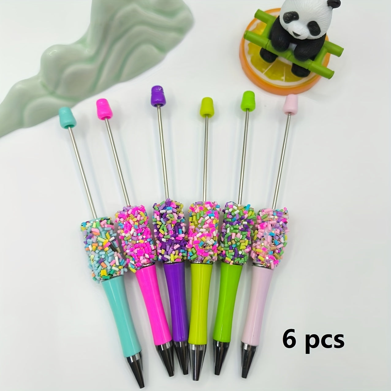 TEMU 6-pack Twistable Ballpoint Pens With Colorful Sugar , Medium Point, Plastic Oval Body, Barrel Structure - Ideal For Graduation Gifts
