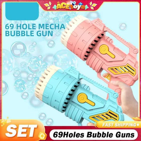Baby Bath Toys 69 Holes Bubbles Gun Rocket Soap Bubbles Machine Gun Launcher Automatic Blower Soap Toys For Kids Pomperos Toys Back to Schoo