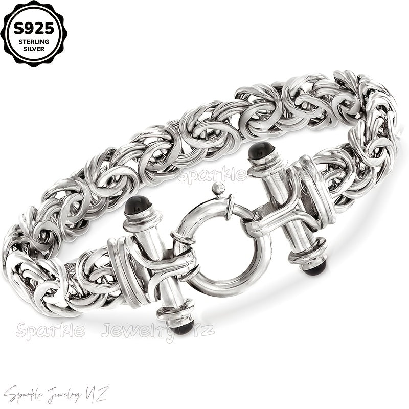 TEMU 925 Sterling Silvery 8mm Classic Bracelet, Handmade, Jewelry For Women Ladies Bracelet, Anniversary, Graduation Ceremony, Valentine's Day