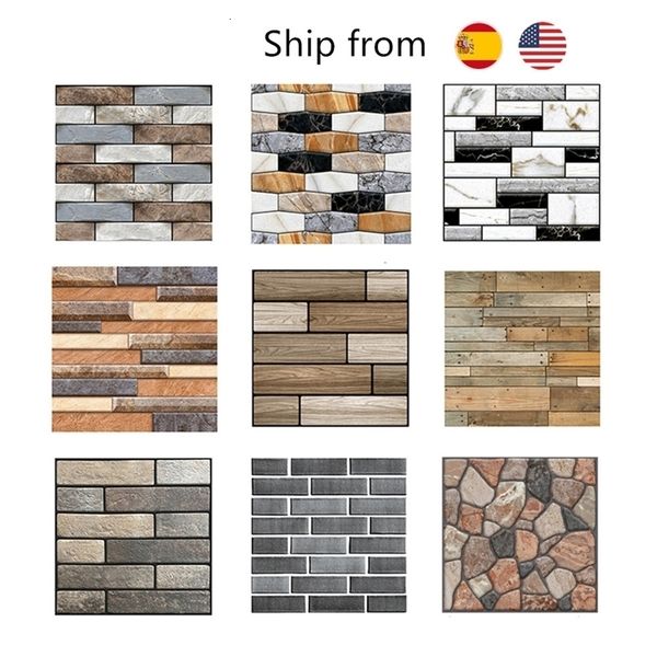 Wall Stickers 20PCS Self Adhesive Tile Sticker Home Decor 3d pvc sticker Covers For Kitchen Cupboard Bathroom Waterproof paper 221116